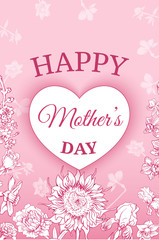 Naklejka premium Colorful Floral Mothers Day Poster