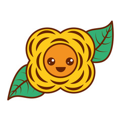 yellow flower kawaii cartoon natural vector illustration