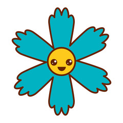 cute blue flower kawaii cartoon vector illustration