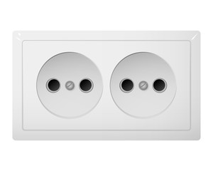 Twin electrical socket Type C. Power plug vector illustration. Realistic receptacle from South Asia.