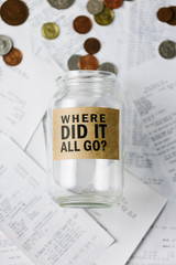 Where did it all go? empty money jar © gourmetphotography