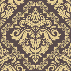 Damask classic golden pattern. Seamless abstract background with repeating elements. Orient background