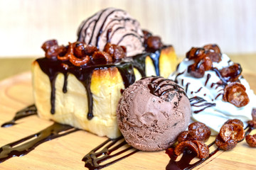 Honey Santos with ice-cream and whipped cream