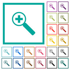 Zoom in flat color icons with quadrant frames