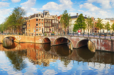 Bridges over canals in Amsterdam, Netherlands