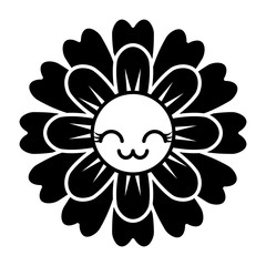 flower kawaii cartoon cute petals vector illustration