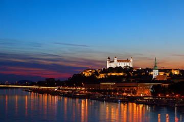 River View Of Bratislava City At Twilight