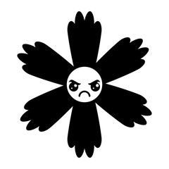 cute blue flower kawaii cartoon vector illustration