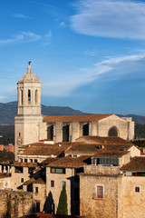 Fototapeta na wymiar City Of Girona Old Town With Cathedral In Catalonia, Spain