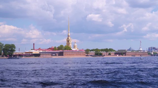 Russia St. Petersburg. Peter and Paul Fortress against the background of clouds