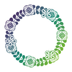 beautiful floral wreath with spring flowers leaves vector illustration