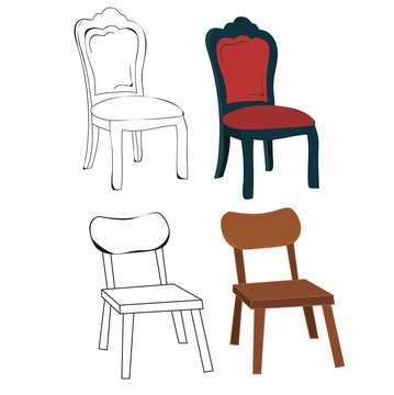 vector, isolated sketch chair and chair
