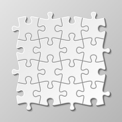 White blank puzzle piece vector set