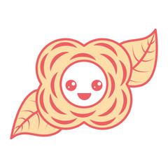 happy flower mascot cartoon kawaii vector illustration