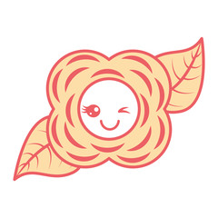 Obraz premium flower wink mascot cartoon kawaii vector illustration