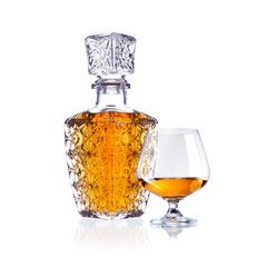 Bottle and glass of brandy