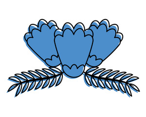 flower and leaves branch natural vector illustration