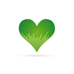 Vector sign heart with grass, love nature concept