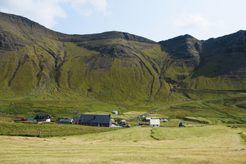 Village at Root of Faroe Islands Mountain