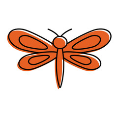 orange dragonfly insect spring season vector illustration