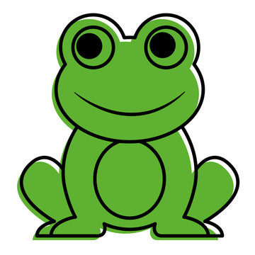 frog cute animal sitting cartoon vector illustration