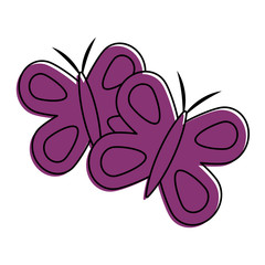 cute purple butterflies spring animal vector illustration