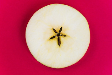 original background half apple on red paper