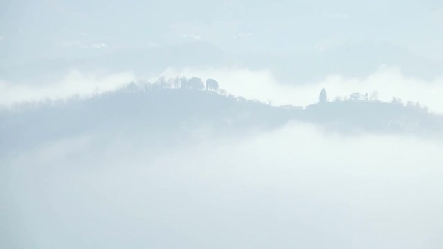 Timelapse of Clouds Moving Across Hills and Adda Valley in Italy