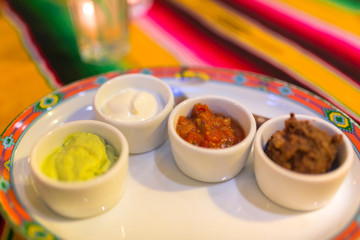 Choice of dips to the mexican food