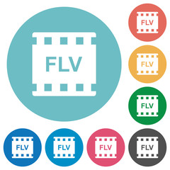 FLV movie format flat round icons