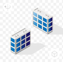 Isometric High Quality City Element with 45 Degrees Shadows on Transparent Background . Offices