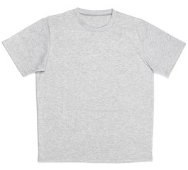Grey heathered shortsleeve cotton tshirt template isolated