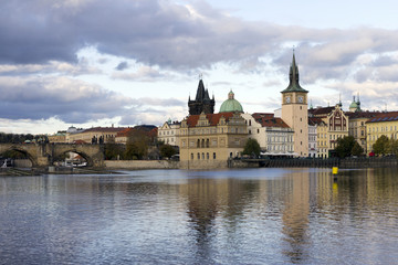 Charles Bridge with the Vltava river in Prague