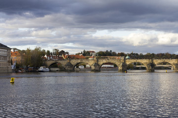 Charles Bridge with the Vltava river in Prague