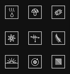 Garments fabric technology and properties vector icon set. Antibacterial and breathable material illustration