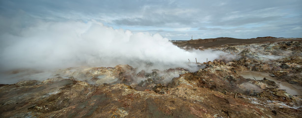 Hot geothermal geyser in Iceland