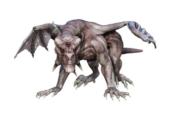 Obraz premium 3D Rendering Fantasy Vampire Dragon on White