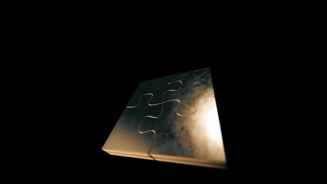 Gold puzzle looped animation PNG format with ALPHA transparency channel. 4K