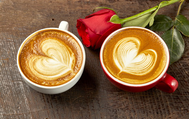 cappuccino with red rose