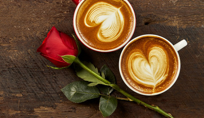 cappuccino with red rose