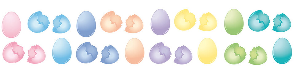 Collection of colorful easter eggs icons 