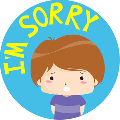 Kid Boy Toddler Sorry Illustration