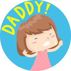 Kid Girl Toddler Calling Daddy Illustration