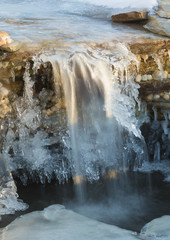 Frozen waterfall with lots of ice