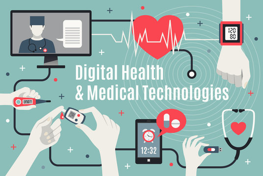 Digital Healthcare Technology Flat Poster 