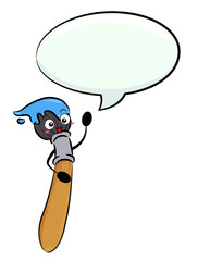 Mascot Paint Brush Speech Bubble Illustration
