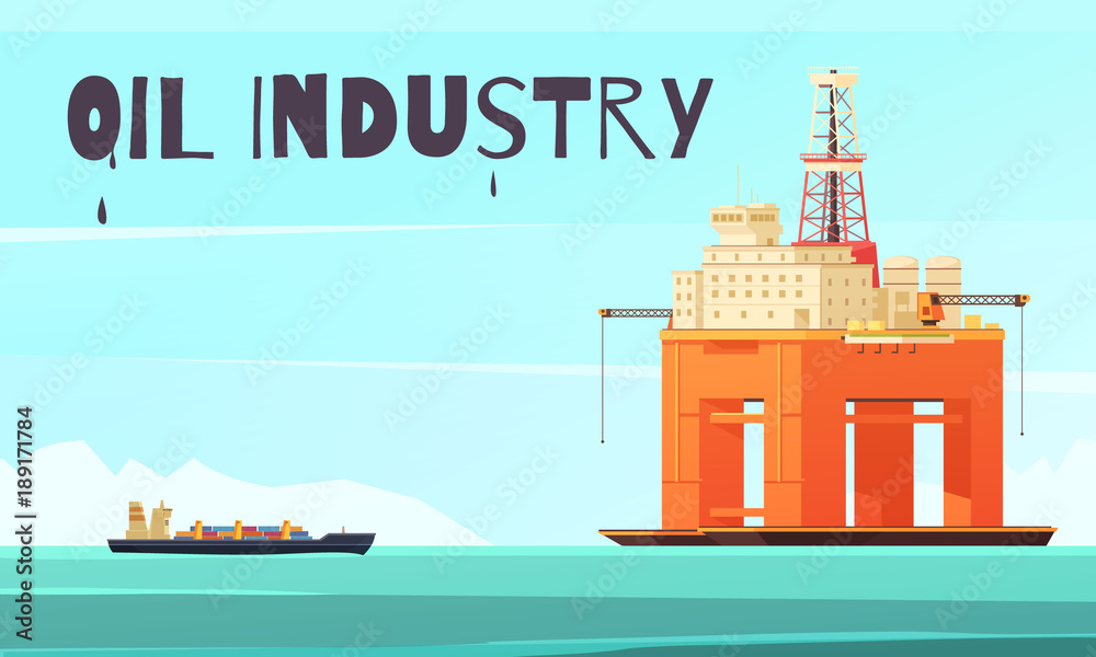 Poster Offshore Platform Industrial Composition