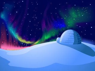 Igloo Aurora Borealis Background Illustration