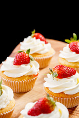 strawberry capcake in a cardboard box
