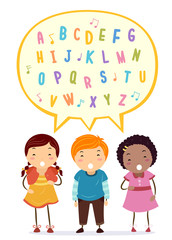Obraz na płótnie Canvas Stickman Kids Sing Alphabet Illustration